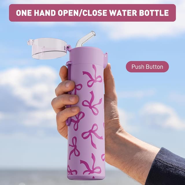 Thumbnail 3 de Exllena Small Water Bottle 270ml with Straw – leak-proof, one-hand opening travel flask
