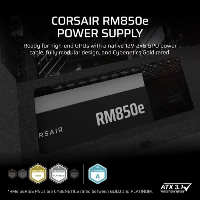 Detalle 2 de Corsair RM850e 850W ATX 3.1 modular ⚡