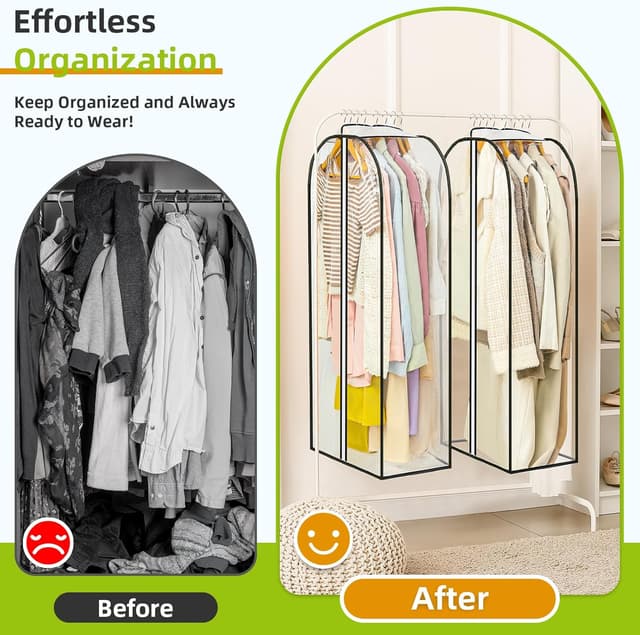 Detalle de LANDNEOO 6-Pack Clear Garment Bags (40" Long Suit Bags) for Hanging Clothes