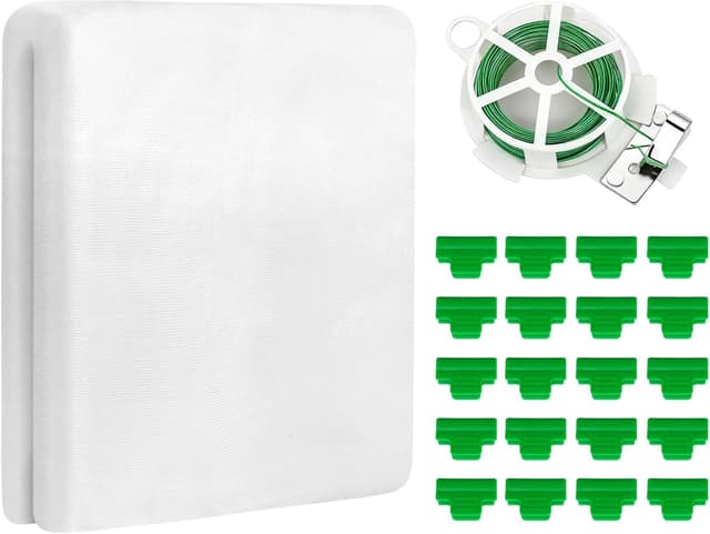 Detalle 2 de Fine Mesh Garden Netting for Veg Patch & Plants 3x6m with 15 U-shaped pegs (White reusable insect netting)