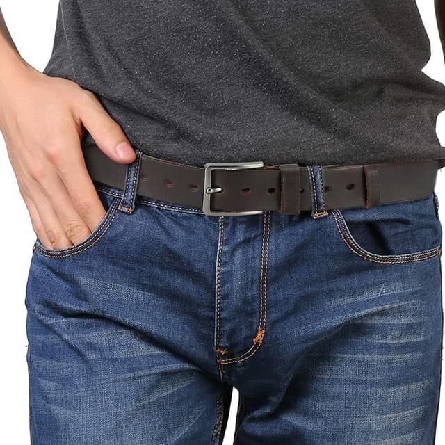 Detalle de DOOPAI Herren-Gürtel aus Vollleder mit verstellbarer Metallschnalle