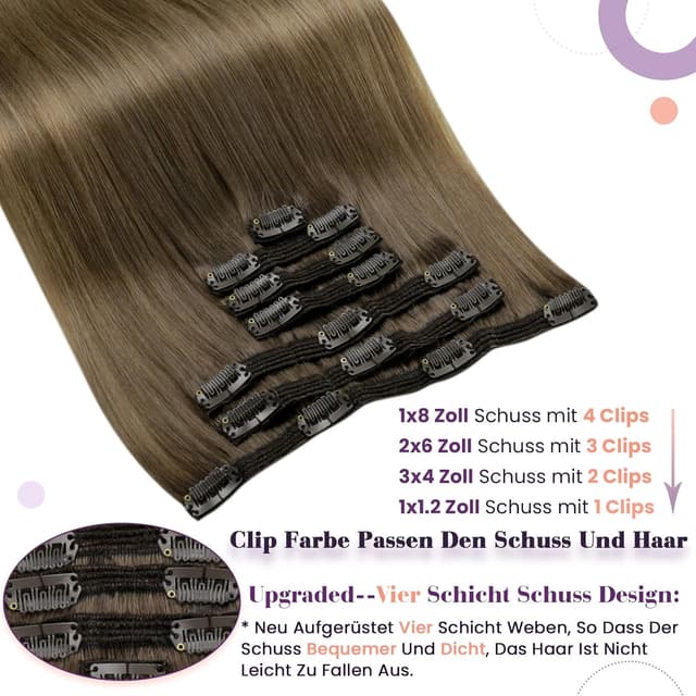 Detalle 2 de LaaVoo Echthaar Clip-in Extensions 135 g