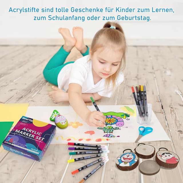 Thumbnail 6 de TEVILIK 36 Acrylstifte für Steine – wasserfeste Doppelspitze (1–5 mm)