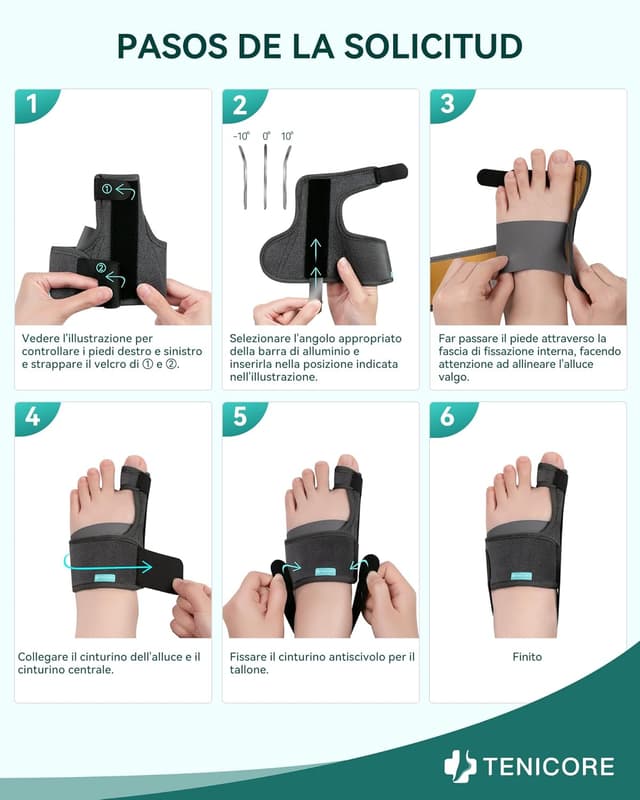 Thumbnail 6 de TENICORE Aggiornamento Alluce Valgo Correttore con 2 Barre Angolari 0°/10°