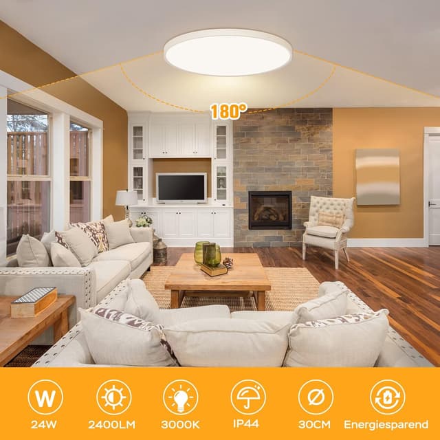 Detalle 2 de OUILA LED Deckenleuchte Flach Rund 24W 3000K