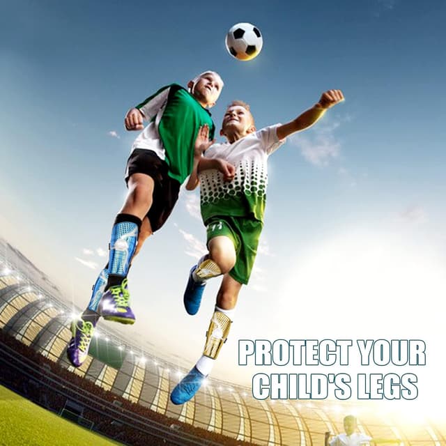 Detalle de Goldmiky Parastinchi da calcio per bambini (6-12 anni) con maniche elastiche e protezione per le gambe