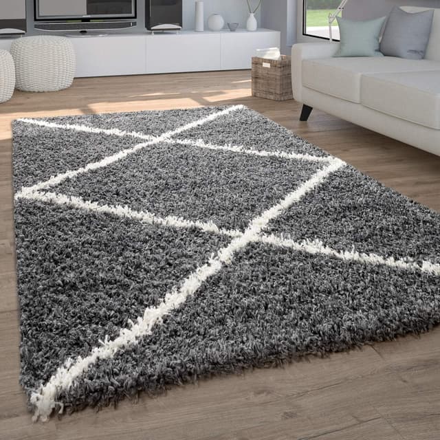Detalle de Tapis shaggy 120x170 cm motif diamant