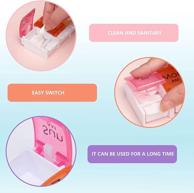 Detalle de Weekly Pill Box Organiser with Push Buttons (7 Day, 2 Times AM/PM)