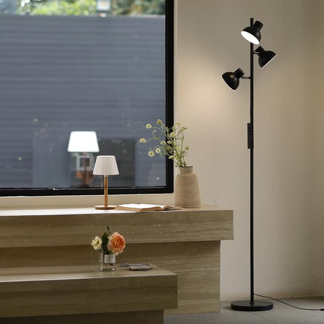Detalle de LuminexDesigns lampada da terra a 3 faretti LED 36W dimmerabile con telecomando e controllo touch