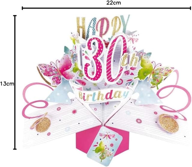 Detalle 2 de Second Nature POP188 biglietto di auguri pop-up per 30° compleanno con farfalle