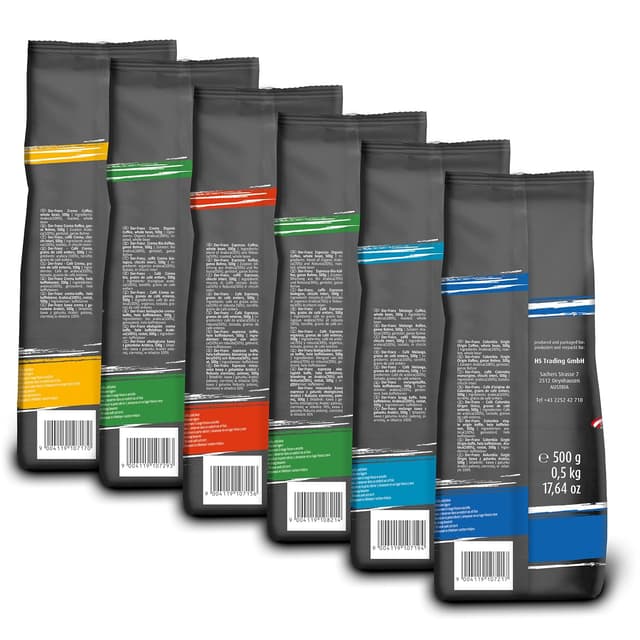 Detalle de Der-Franz Kaffee Pack (ganze Bohne) – 6 x 500 g für Crema, Espresso, Melange & mehr