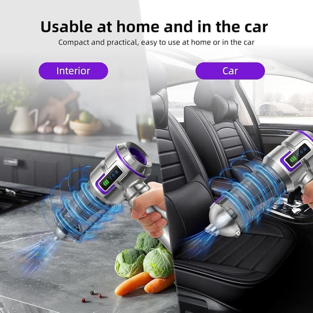 Detalle 2 de botatio Handheld Vacuum Cleaner (25000Pa) with 4-in-1 Car Cleaning, Digital Display & 1‑Touch Emptying