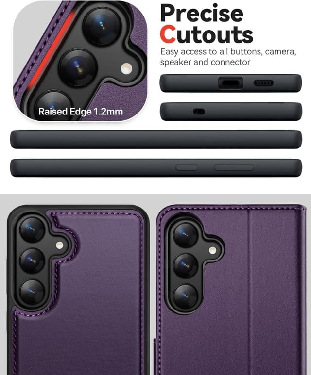 Thumbnail 6 de OCASE kompatible Hülle für Samsung Galaxy S25 Plus (2in1) mit abnehmbarem Magnet-Flip, Kartenfach & RFID-Schutz – dunkelviolett