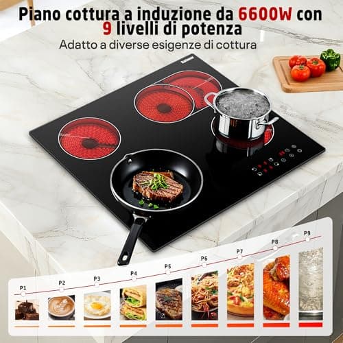 Detalle 2 de Karinear placa vitrocerámica encastrable de 4 fuegos (60 cm) con temporizador y 6600 W