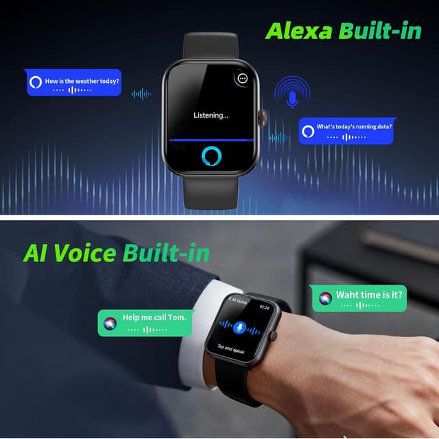 Detalle de Alexa Built-in 1.91" HD Smart Watch with Bluetooth Calling, AI Voice, SpO2 & Heart Rate Monitor (IP68)