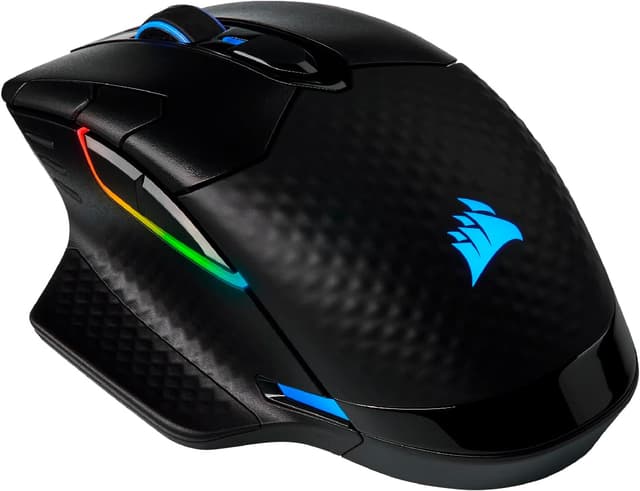 Detalle de CORSAIR DARK CORE RGB PRO Wireless Gaming-Maus mit Sub-1ms Slipstream & iCUE – 18.000 DPI, 8 programmierbare Tasten