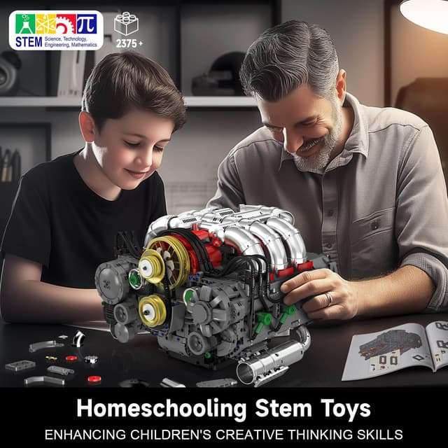 Detalle de Mould King Kit de construction de moteur boxer (2375 pièces)