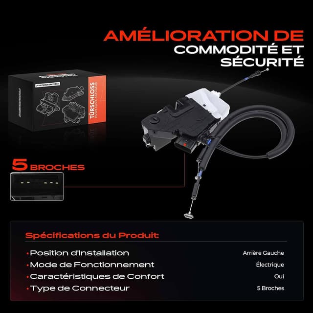 Detalle de Frankberg 81410-D3000 : serrure de porte servomoteur arrière gauche 5 pôles pour Hyundai Tucson (2016-2020)