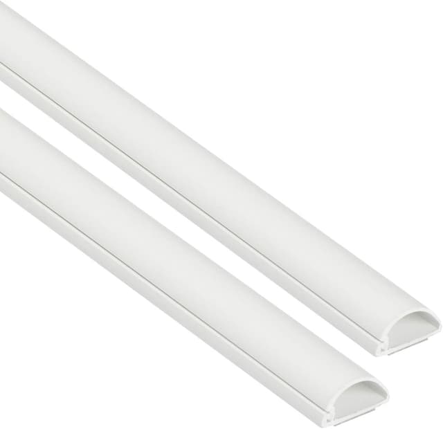 Detalle de D-Line Goulotte passe-câbles 20x10 mm, pack 2 m (2x1 m) profil demi-rond auto-adhésif, blanc