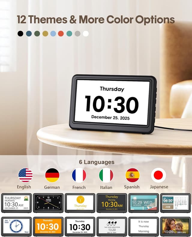 Detalle 2 de 7" Day and Date Clock with 20 Alarms