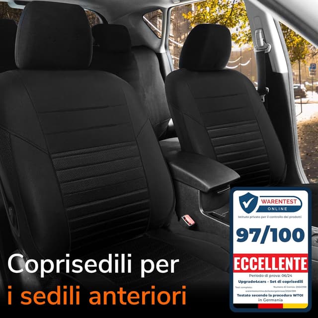 Detalle de Upgrade4cars Coprisedili Anteriori Universali Nero (Set 2026) con copri-poggiatesta