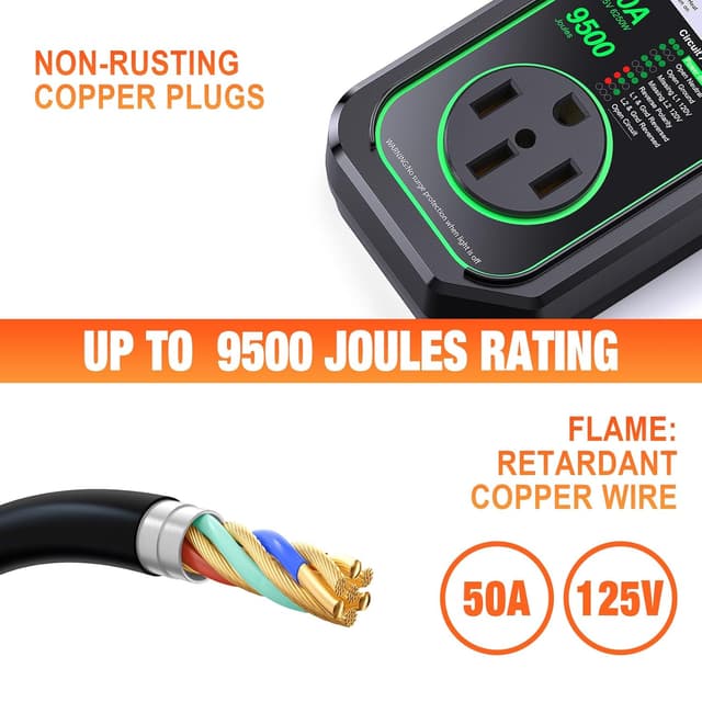 Detalle 2 de GEARGO 50A RV Surge Protector 9500J ๐