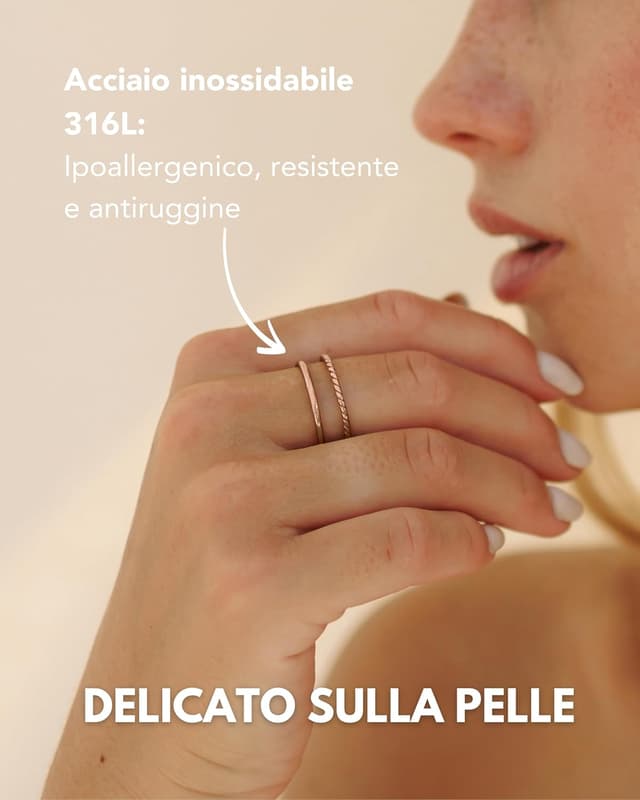 Detalle 2 de GD GOOD.designs EST. 2015 Anello da donna regolabile doppio aperto in acciaio inossidabile (impermeabile)
