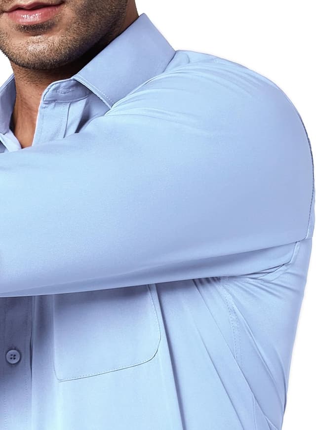 Detalle 2 de siliteelon Herrenhemd bügelfrei Regular Fit – langarm, unifarben & Stretch für Business und Freizeit