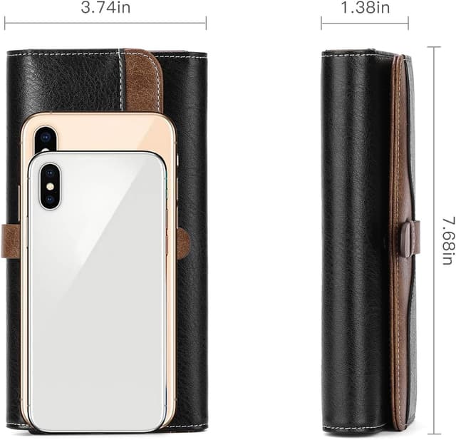 Detalle de SENDEFN RFID Blocking Leather Long Purse for Women with Zipper Compartment and Multiple Card Slots