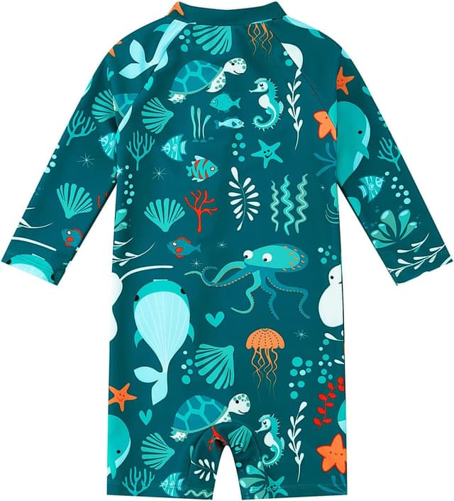 Detalle de upandfast UPF 50+ toddler rashguard swimsuit with full-length zipper (baby girl/boy)