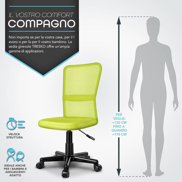 Thumbnail 4 de TRESKO Sedia da Ufficio regolabile 32–45 cm