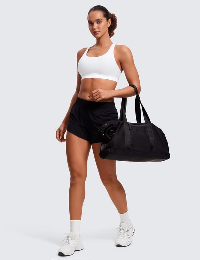 Detalle de CRZ YOGA Damen Sport BH ohne Bügel mit gekreuzten Trägern – Yoga Croptop mit abnehmbaren Pads