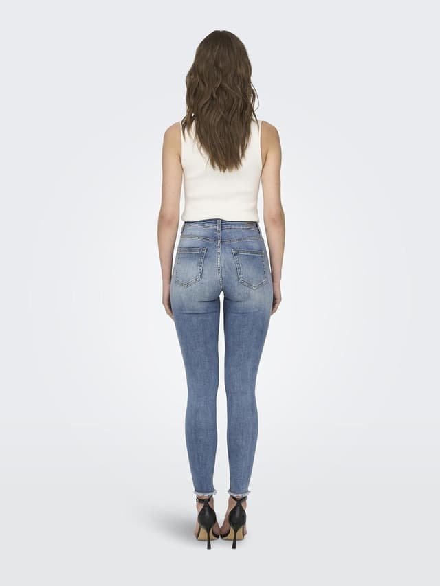 Detalle de Jean skinny taille moyenne ONLY ONLBLUSH en coton avec détails détruits
