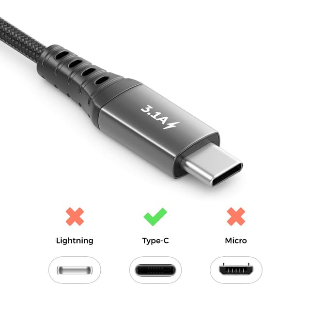 Detalle 2 de deleyCON 3x cavi USB-A a USB-C da 0,5 m + 1 m + 2 m, fino a 3,1 A e 15 W (USB 2.0, 480 Mbit/s)