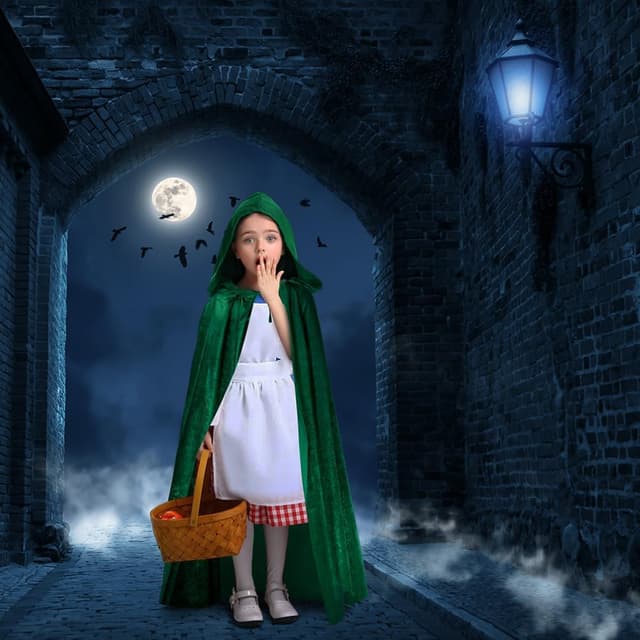 Thumbnail 5 de AOOWU Mittelalter Kapuzenumhang Dunkelgrün 🎭