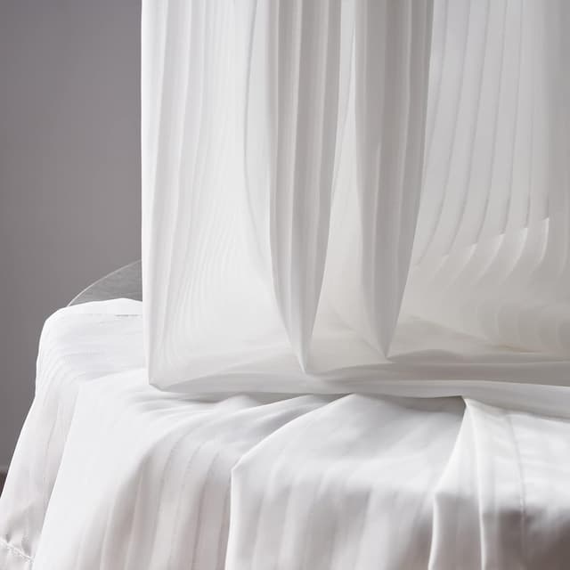 Thumbnail 6 de Topfinel Gardinen Wohnzimmer Vorhang transparent mit Ösen, Streifen-Leinenoptik – 240 cm Länge (1er Set)