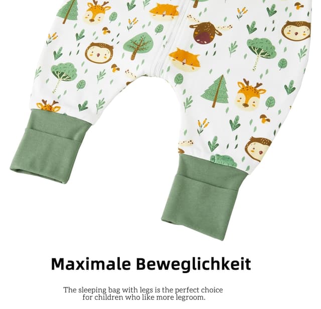 Thumbnail 6 de Chilsuessy Baby Schlafsack mit Füßen 1,5 Tog (Waldtiere) aus 100% Baumwolle – Ganzjahres-Schlafsack für 95–105 cm