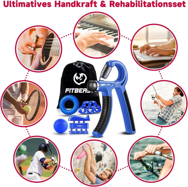 Detalle 1 de FitBeast Handtrainer Griffkraft Trainer 5er-Pack