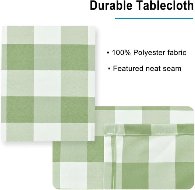 Detalle 2 de Hiasan Checkered Tablecloth (70 x 90 Inch) — Waterproof Gingham for Outdoor Picnics & Dinner Tables