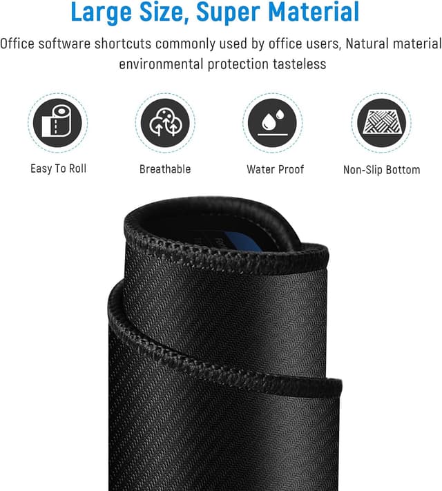 Detalle de JIALONG Gaming Mouse Mat Large Excel Shortcuts XXL (900x400mm) Thick Extended Desk Mat