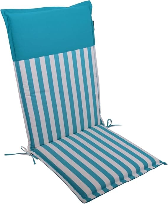 Detalle de LILENO HOME Cojín de Jardín Rayas Aqua para Silla Tumbona