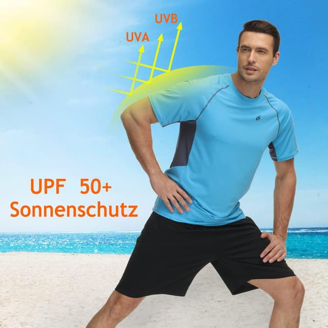 Detalle de Huayuzh Herren UV-Shirt Rashguard (Schwimmshirt, schnelltrocknend, atmungsaktiv)