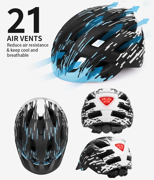 Detalle 2 de Bike Helmet Lightweight with Tail Light and Visor 57–61cm