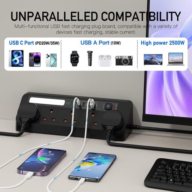 Detalle 2 de Desk extension lead with USB, 9 in 1