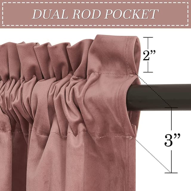 Thumbnail 1 de RYB HOME Velvet Curtains 63in Rod-Pocket Window Drapes 🪟