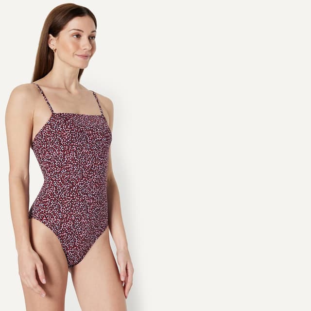 Detalle de Amazon Essentials Donna Costume Intero Squareneck con coppe rimovibili