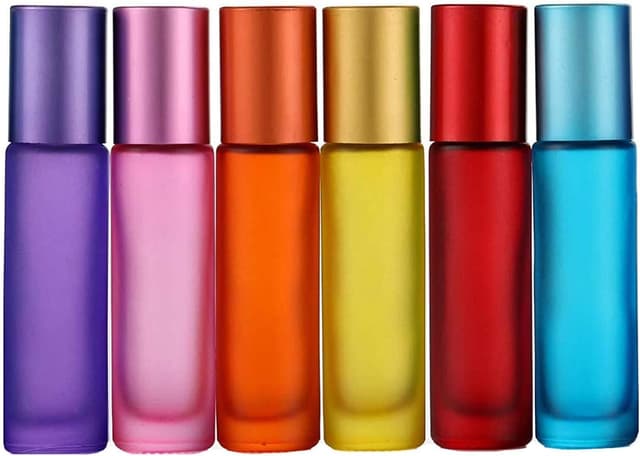 Detalle de Alledomain 6 x 10ml Essential Oil Roller Bottles (refillable glass) with stainless steel balls