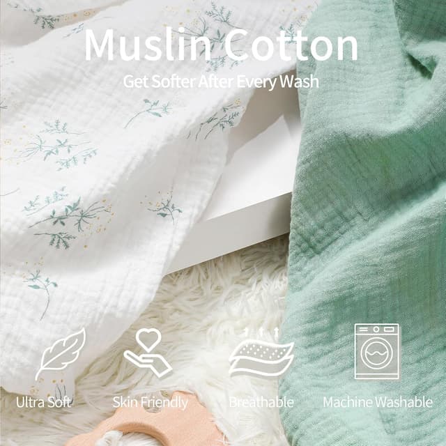 Detalle 2 de Peepeemax Musselin Spannbettlaken 90x55 cm