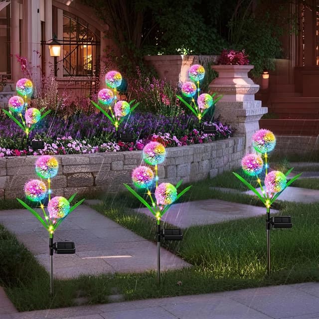 Detalle de Hqynss Hqynss Solar Lights for Outdoor Garden – 2 Pack RGB dandelion LED solar flower lights (IP65)