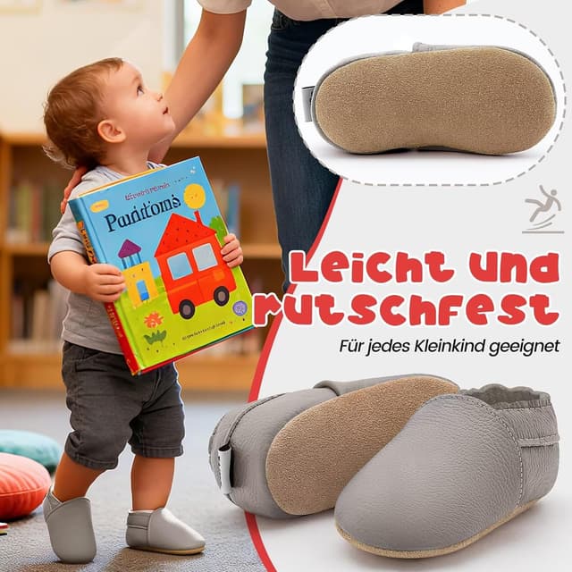 Detalle de HMIYA Weiche Leder Krabbelschuhe 0-6 Monate 👶
